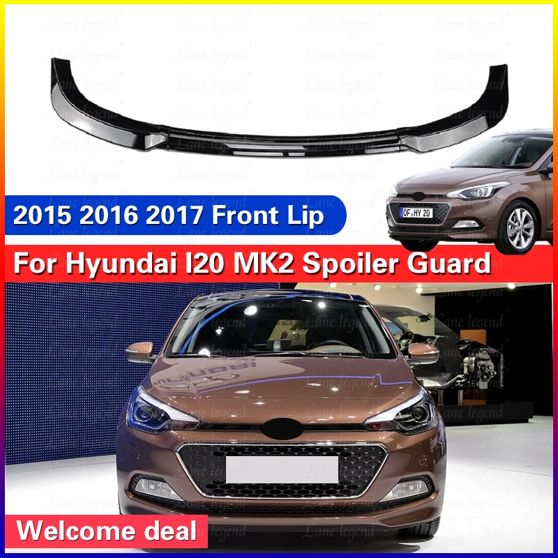 For Hyundai I20 MK2 2015 2016 2017 Car lower Front Bumper Lip Under Splitter Diffuser Spoiler Guard ABS Trim Body Kit