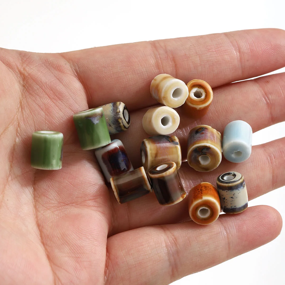 20pcs Ceramic Cylinder Tube Beads Multicolor Glazed Spacer Bead Vintage DIY Jewelry Making for Bracelet Necklace Craft Wholesale
