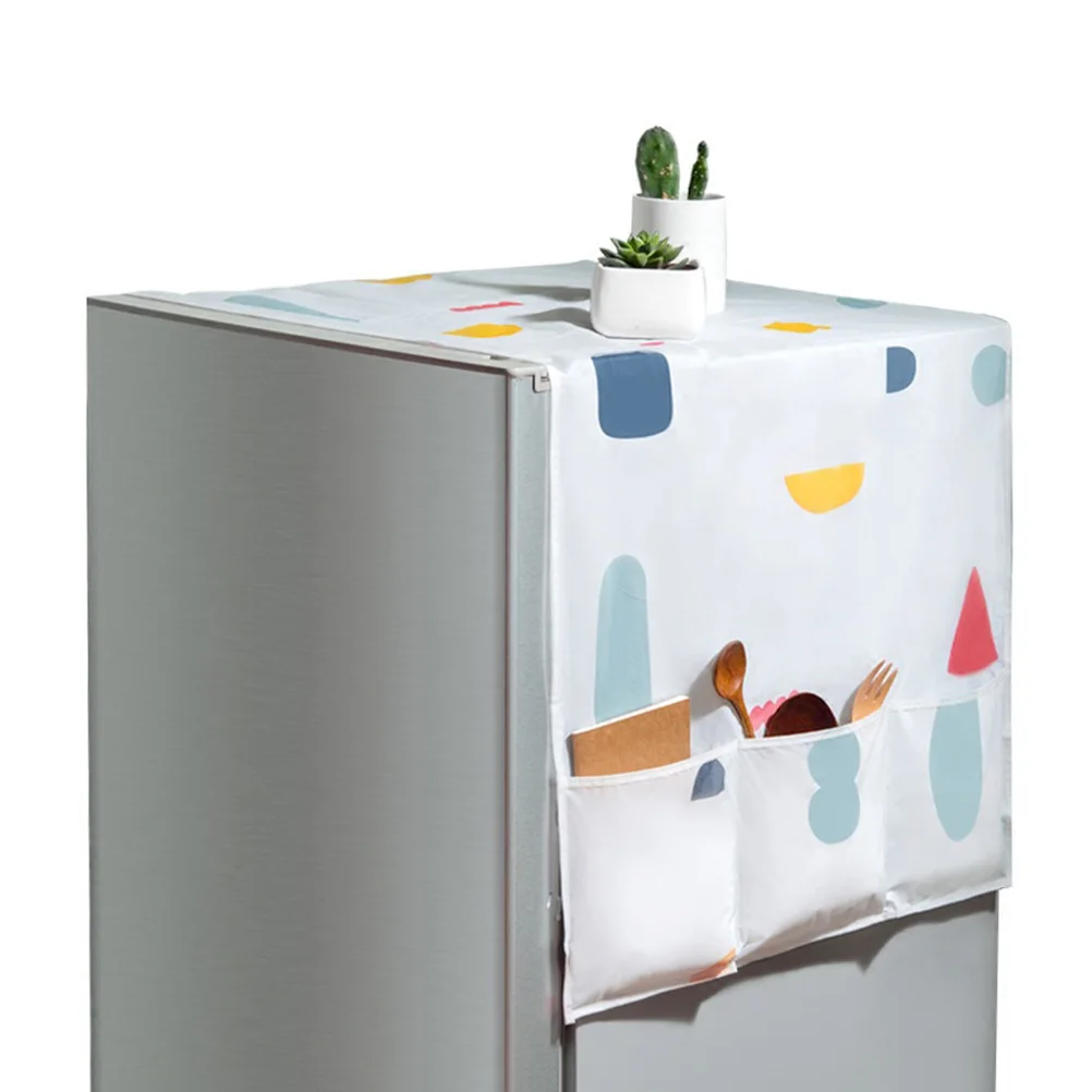 

Geometric Pattern Refrigerator Cover Dust Proof Kitchen Organizer Storage Pouch Fridge Wrap For Home Use