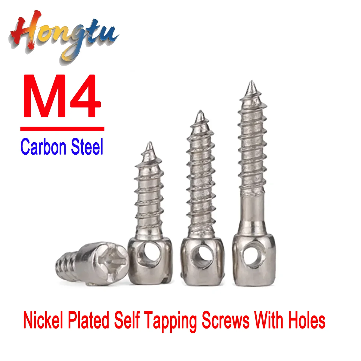 

Hongtu M4 Carbon Steel Nickel Plated Self Tapping Screws With Holes