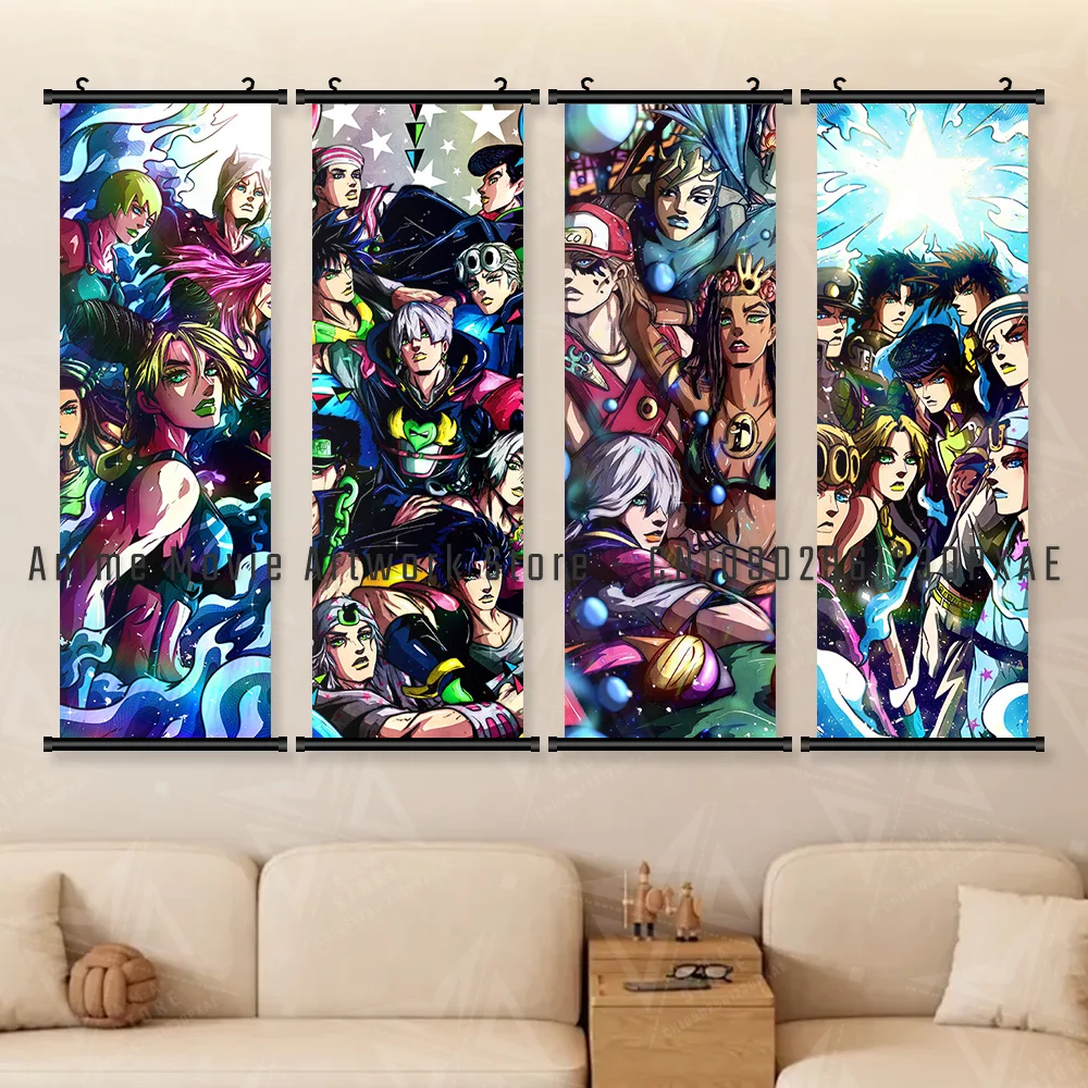 جوجو مغامرة غريبة جدار الفن قماش معلق اللوحة شخصيات كرتونية جوناثان جوستار مخطوطات صورة طباعة ملصق ديكور المنزل