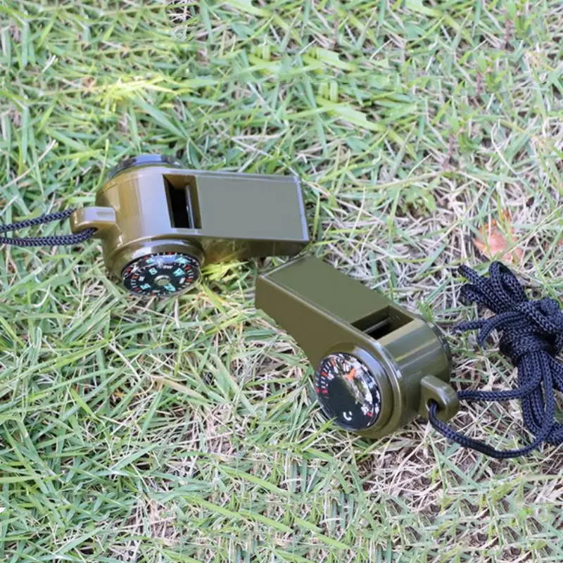 3 في 1 صفارة إنقاذ الطوارئ البوصلة ميزان الحرارة الحكم التشجيع صافرة السلع الرياضية التخييم التنزه أدوات في الهواء الطلق