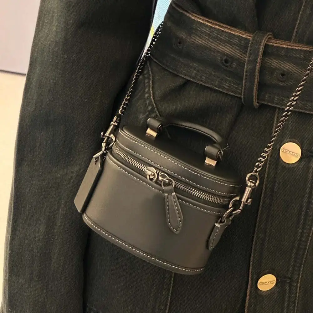 PU Leather Black Box Crossbody Bag Shoulder Bag Handbag Mini Lipstick Bag Fashion Design Small Square Bag Clothes Match Bag