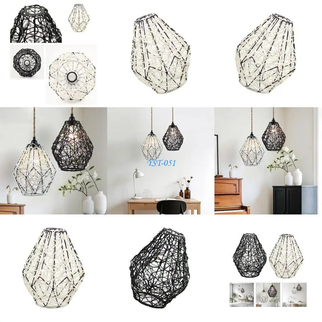 

E15A Unique Art Lampshades Plastic Rattan Lampshades Indoor Pendant Light Shade for Enhancing Modern Aesthetic in Any Room