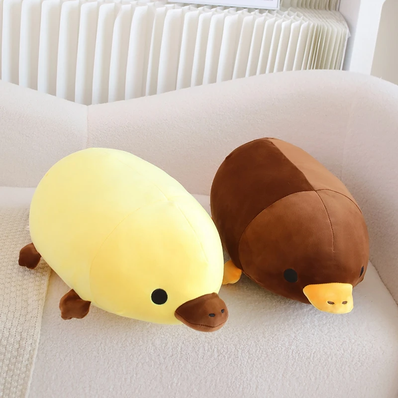 Jouet en peluche à l'ornithorynque de dessin animé, jaune et marron, oreiller naren peluche au beurre, décoration de chambre, cadeaux pour filles et garçons, 45 cm, 55cm, mignon