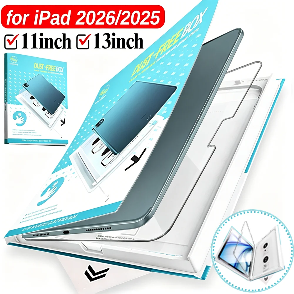 

Easy Installation Tempered Glass for IPad Air Pro 11/13inch Bubble Dust Free Box HD Clear Screen Protector for IPad A16 11th