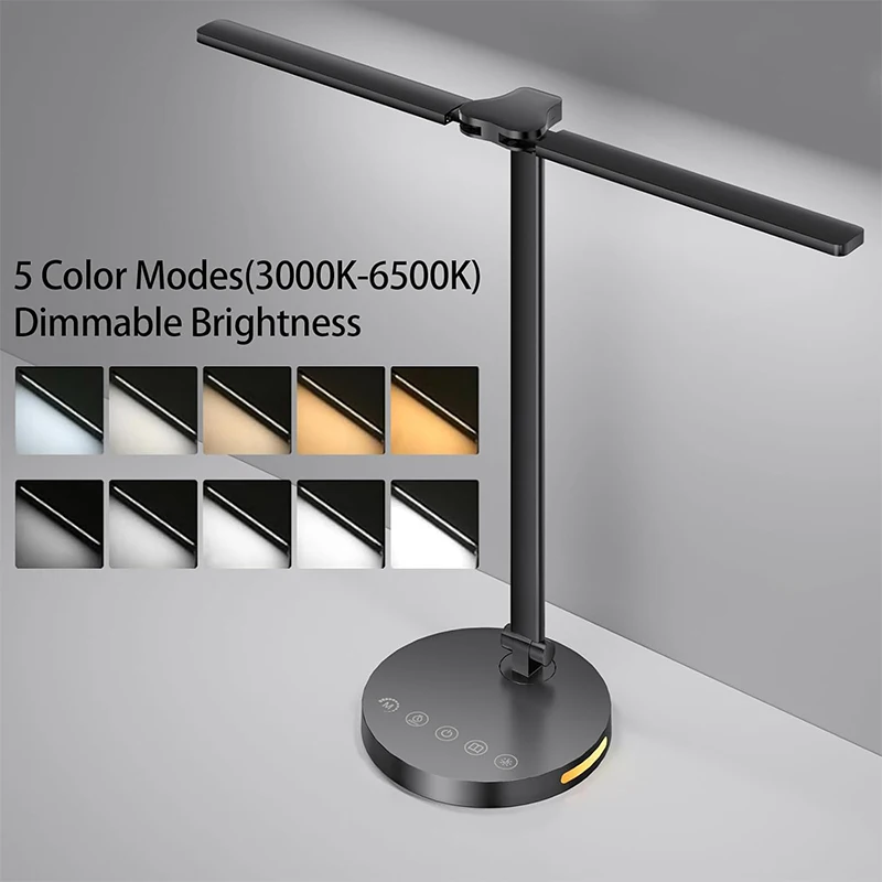 Led Desk Lamp with Adjustable Brightness 5 Color Temperature Dimmable Desk Light Type-C Interface Table Lamp for Home and Office