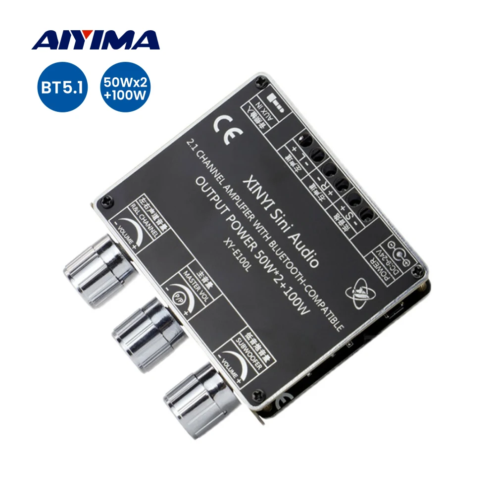 AIYIMA Subwoofer Bluetooth Amplifier Audio Board 2.1 Channel Digital Power Amplifier Speaker Sound Amplificador Amp 50WX2+100W