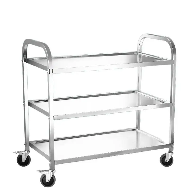 304 Stainless Steel Custom 2 Tier Removable Shelves Trolley For Hotel Restaurant Industrial Customized Requirements