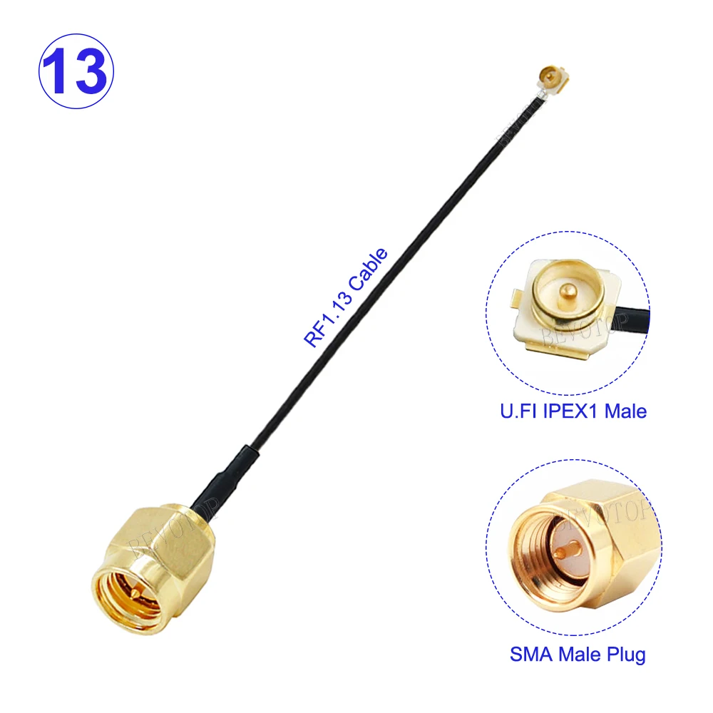 1Pcs SMA Male/Female to IPEX-1 Compatible Male/Female Connector 50Ohm WIFI Antenna RF Cable RF1.13 Pigtail Extension 5CM-100CM