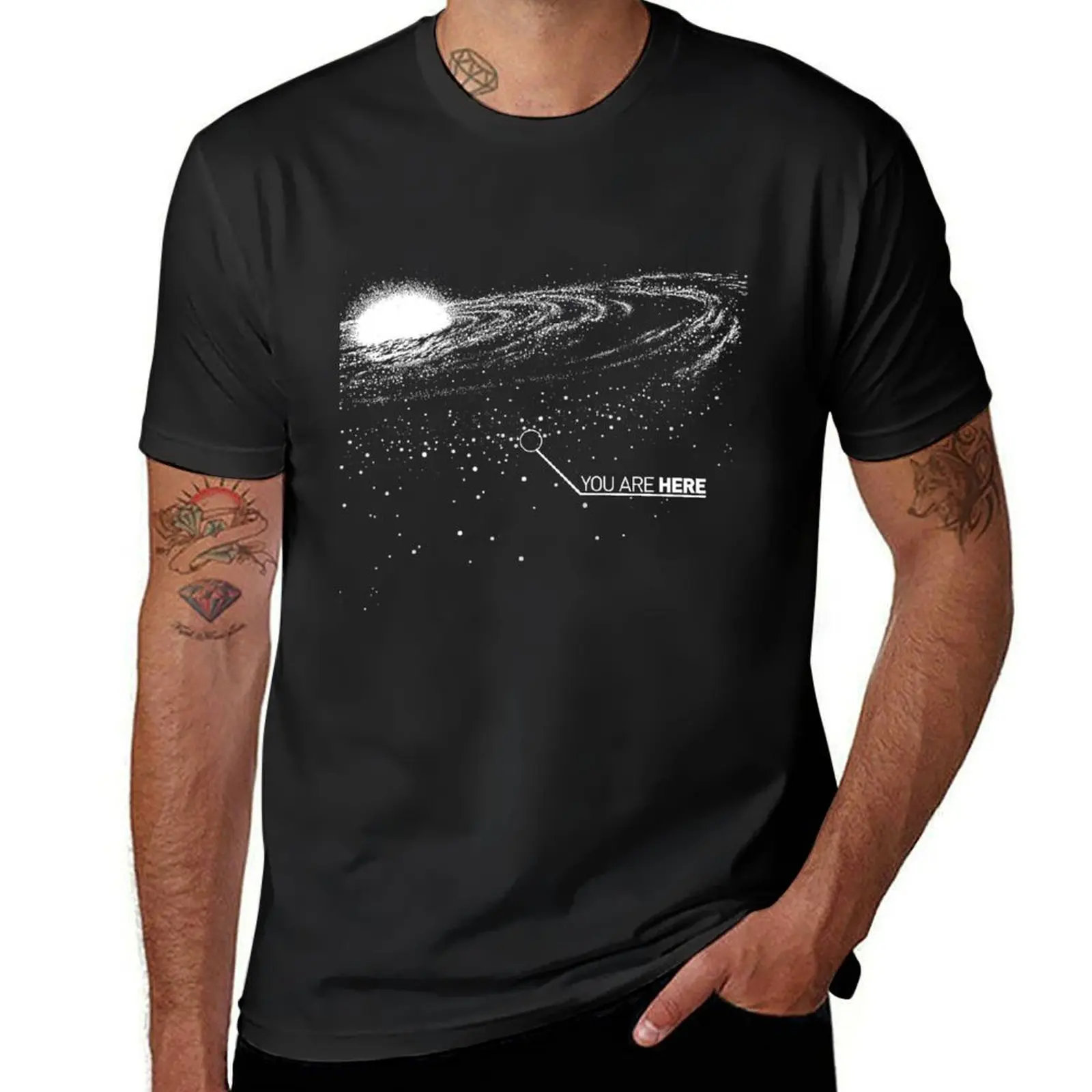 

You are here (space galaxy) T-Shirt summer top graphics plus size tops sublime t shirts for men graphic