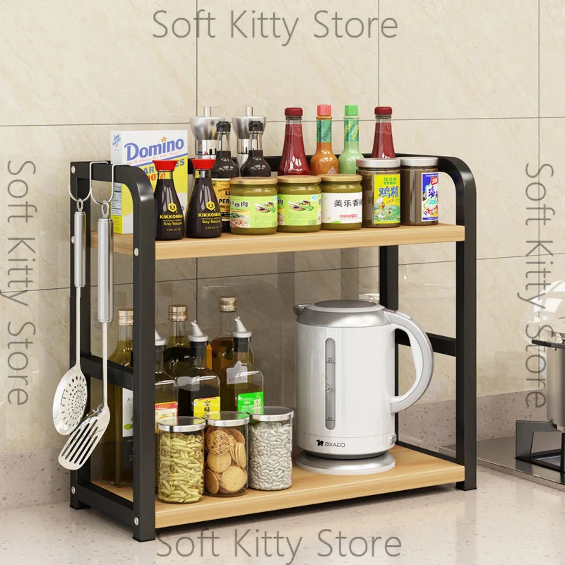 Kitchen rack Storage rack Household microwave oven Storage rack Vegetable multi-layer