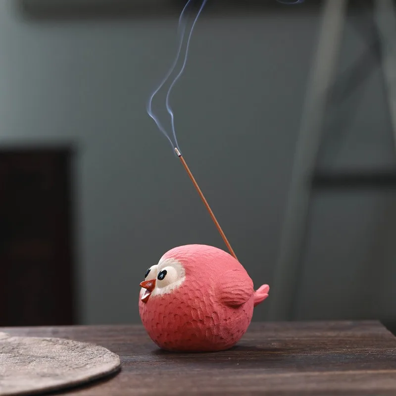

Cute Bird Craft Handmade Painted Struggle Chicken Miniature Inspirational Unique Multi-Function Incense Holder Home Decoration