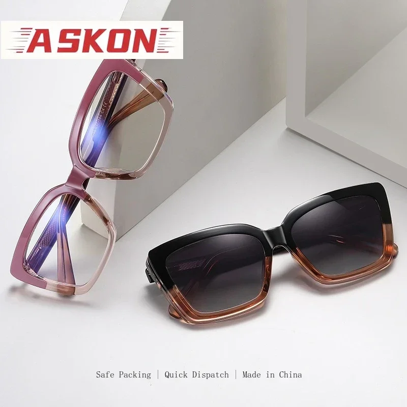 ASKON 2 In 1 Polarized Magnetic Clip On Glasses Frame Women optical myopia   Lady Cat eye Eyeglasses Frames Eyewear