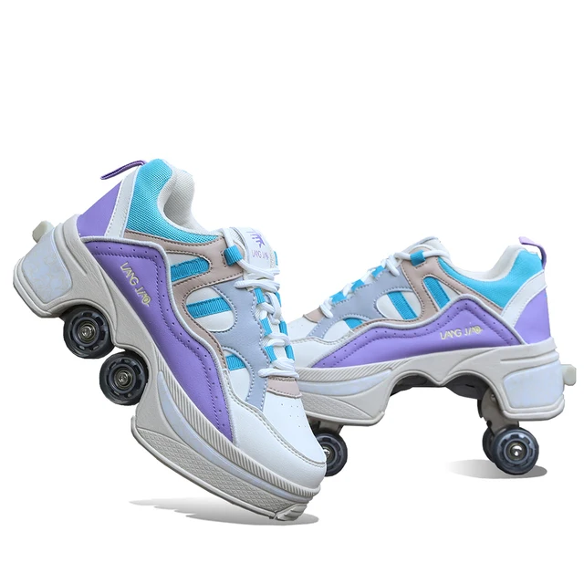 Deform Shoes Sneakers Kid Youth Walk Roller Skate Runaway Four Wheel Skates Men Women Unisex Child Deform Parkour Casual Shoes