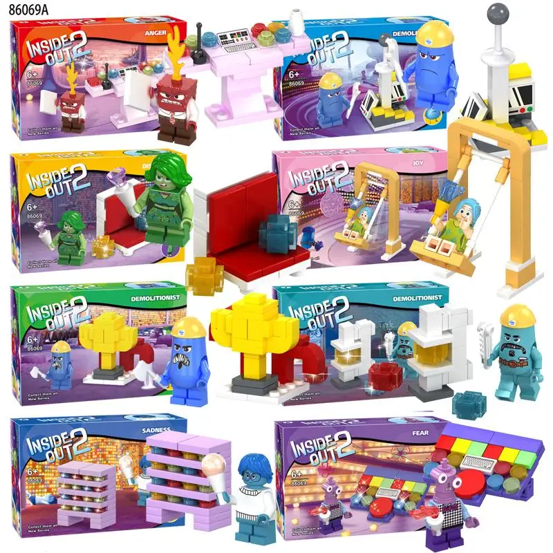 2024 Inside Out 2 Building Blocks Doll Assembly Cute Kawaii Cartoon Children Building Block Toys Girls Birthday Gifts