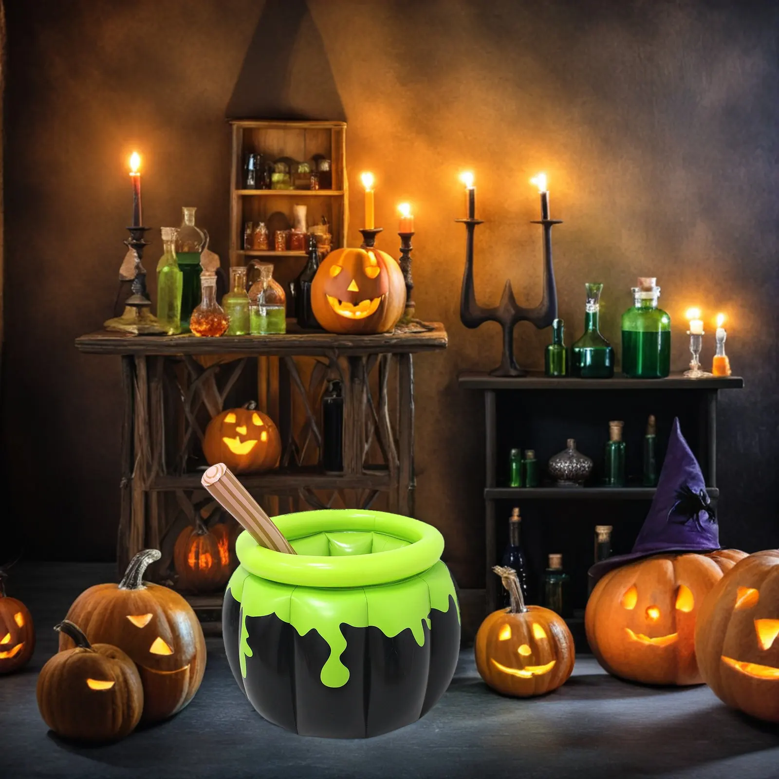 Large Halloween Inflatable Cauldron Ice Bucket Drink Cooler Party Beverage Holder Spooky Event Decor Halloween Ice Buckets