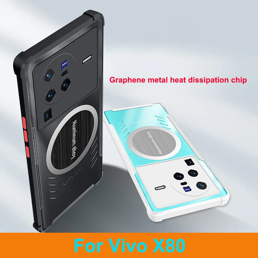 For VivoX80 heat dissipation case For Vivo X80 Case Hard TPU Anti-Knock graphene chip Phone Cover For Vivo X 80 Funda