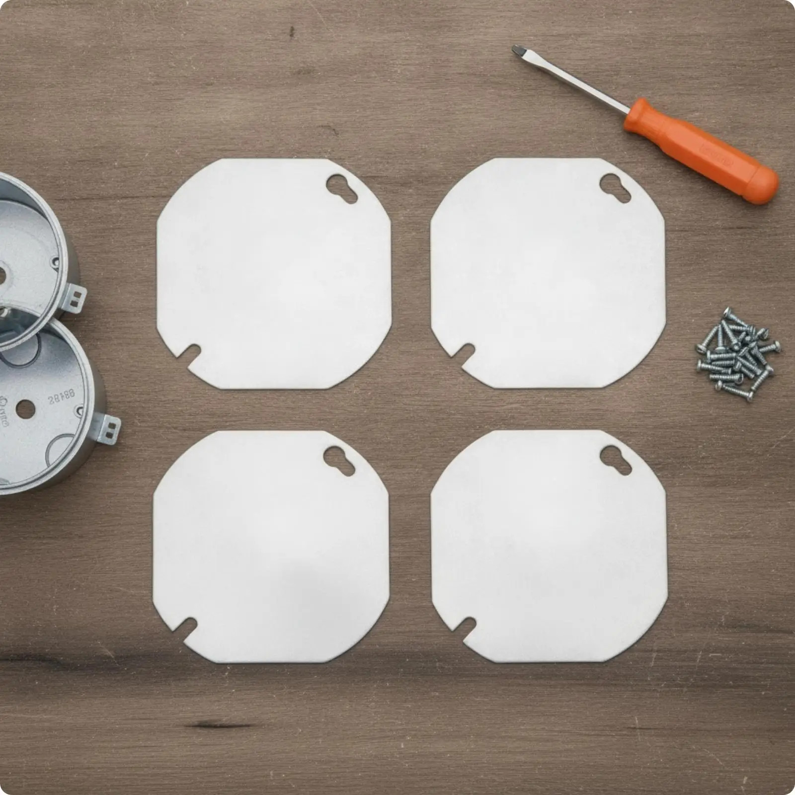 Metal Junction Box Cover Octagon Shape Blank Plate for 4 Inch Electrical Wall Box Surface Mount