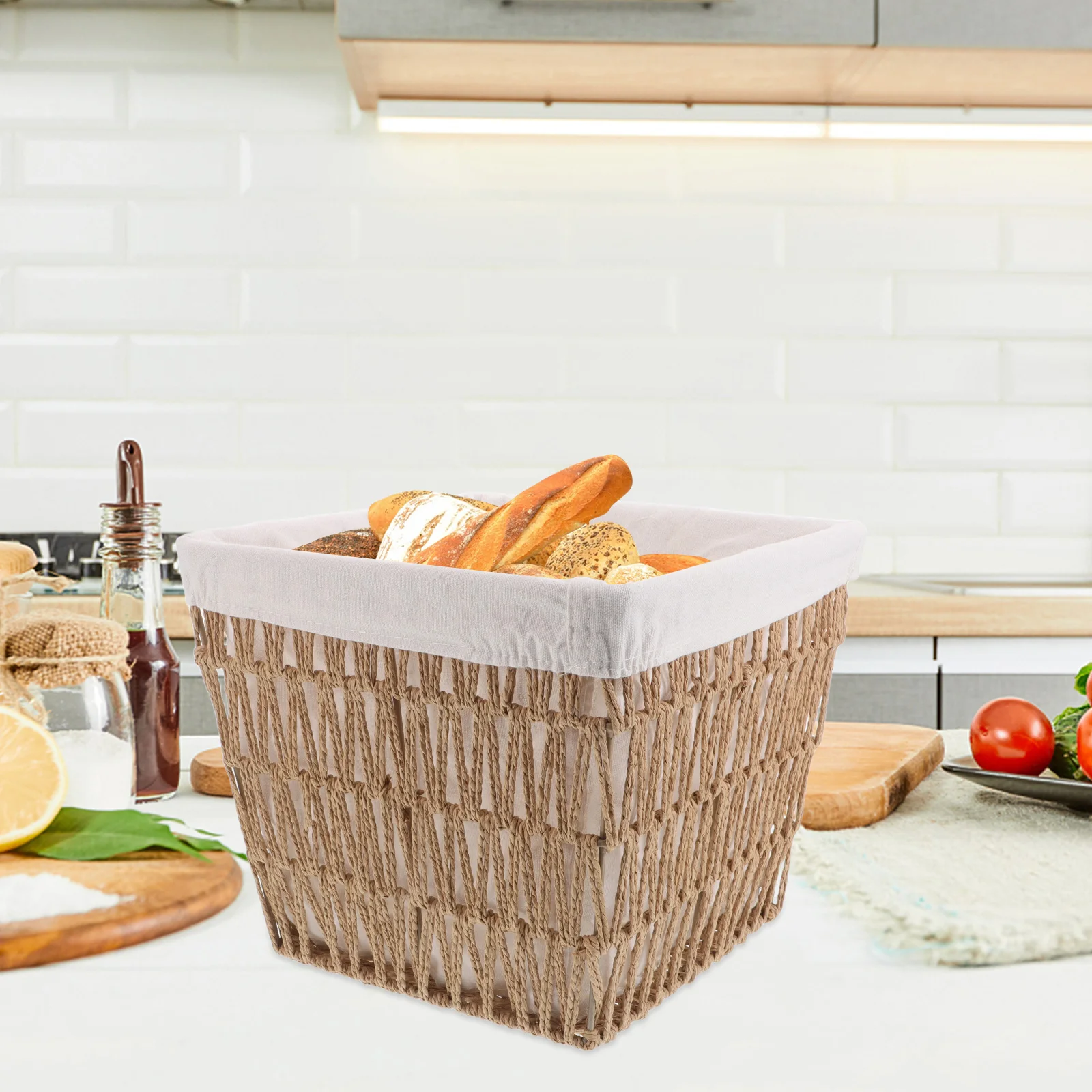 Cesta de pão europeia servindo para recipientes de lanche tecido com forro cestas de algodão de mesa