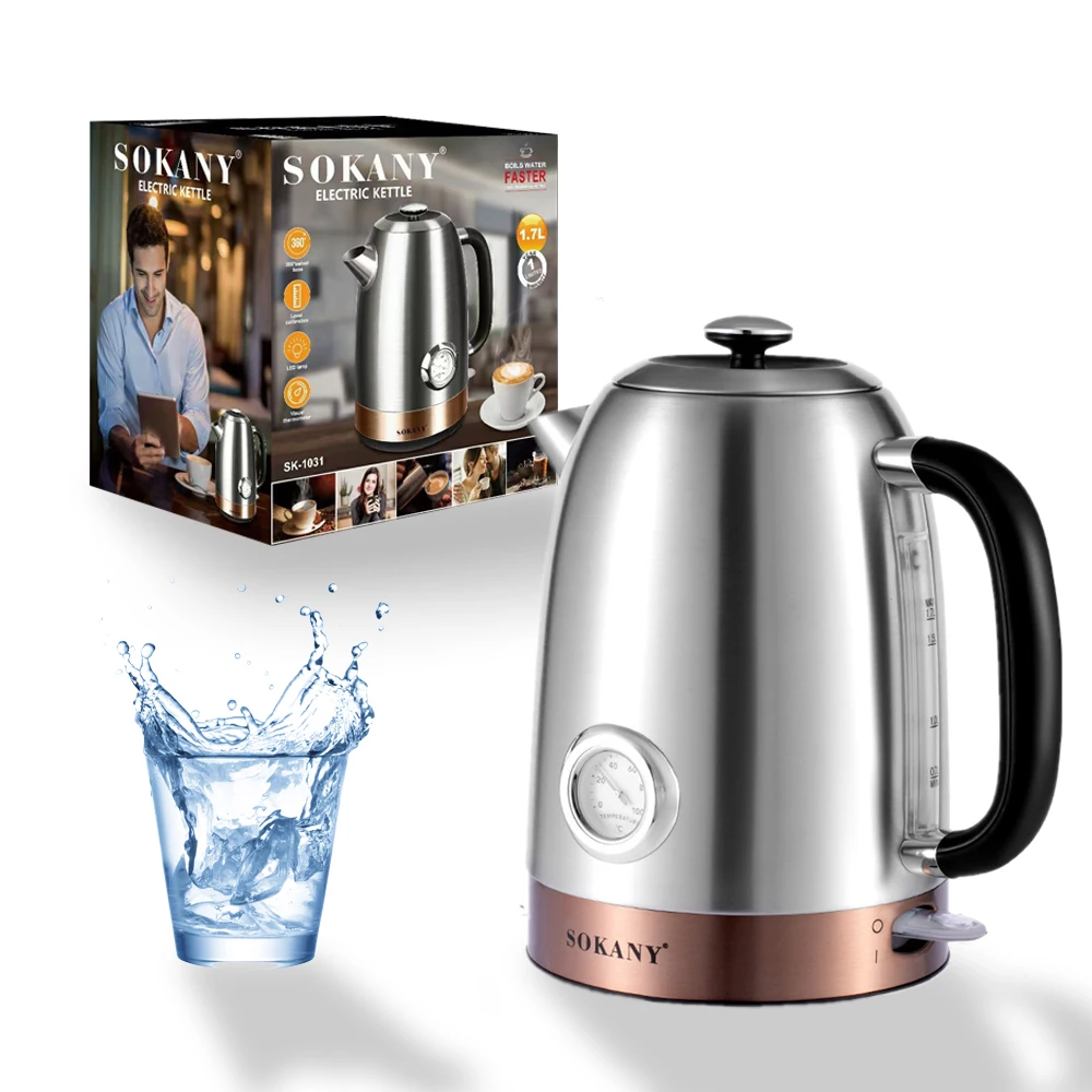 

2000W Electric Kettle Houselin Stainless Steel Thermos Tea Coffee Pot 1.7L Fast Heating Smart Kettle with Temperature Display