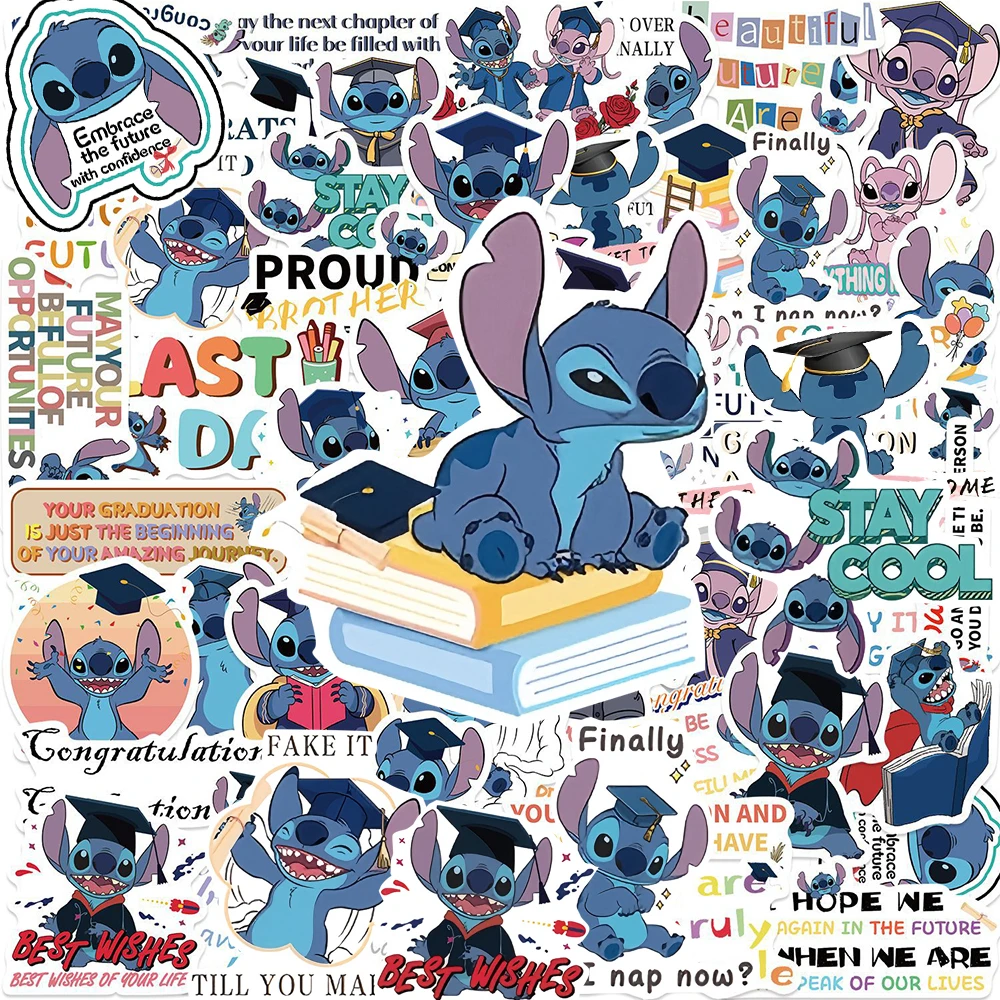 

10/30/50pcs Cute Cartoon Graduation Series Lilo & Stitch Stickers Disney Anime Decals DIY Laptop Luggage Phone Sticker for Gift