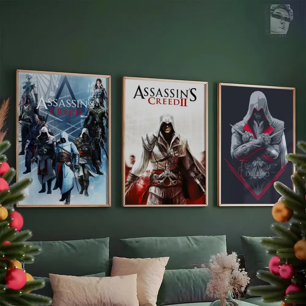 Game AssassinS Creed Poster HD PVC Waterproof Wall Art - Self Adhesive Reusable For Home Office Bar
