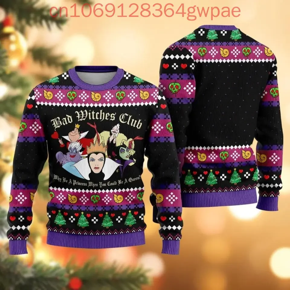 Disney Villains Christmas Ugly Sweater Men's Women's 3d Print Ugly Sweater Disney Casual Cartoon Sweatshirt Christmas Sweater