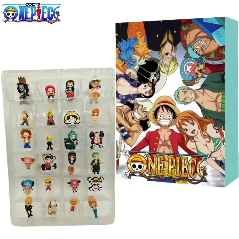 New One Piece Luffy Christmas Halloween Gifts Boxes 24 Day Countdown Surprise Advent Calendar Box Pvc Decoration For Kids Gift