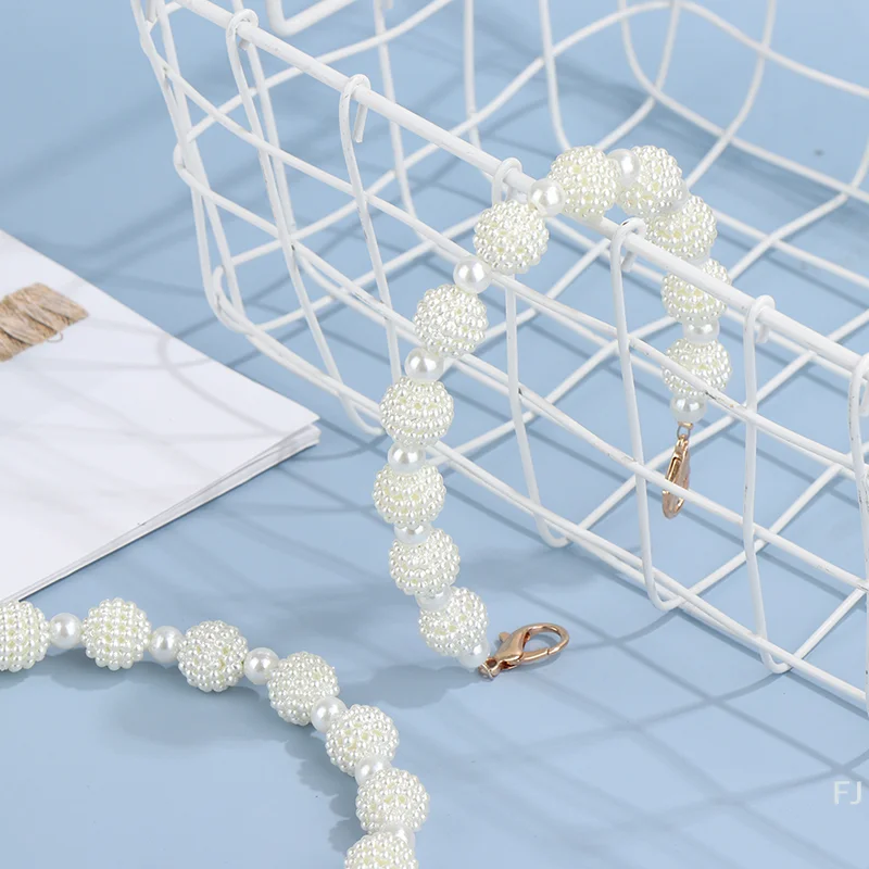 [YU] حزام حقيبة اللؤلؤ لحقيبة اليد مقبض أحزمة المحفظة استبدال مقابض سلسلة مطرز لملحقات حقيبة الكتف