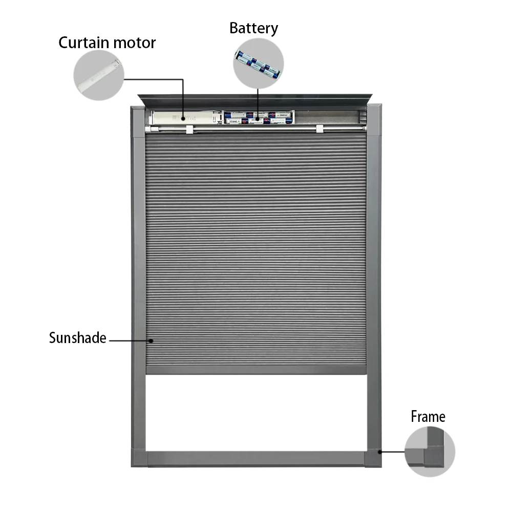 Customized Built-in Remote Automatic Motorized Electric Blackout Honeycomb Cellular Shades Blinds Lithium Battery UV Protection
