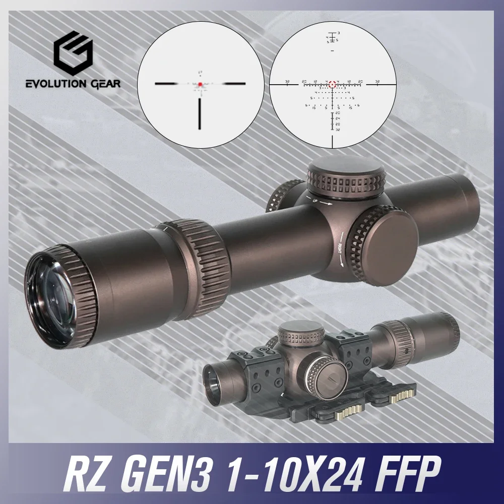

EVOLUTION GEAR RZ HD GEN3 1-10X24 FFP LPVO Riflescope with Original Markings EBR-9 BDC MOA Reticle