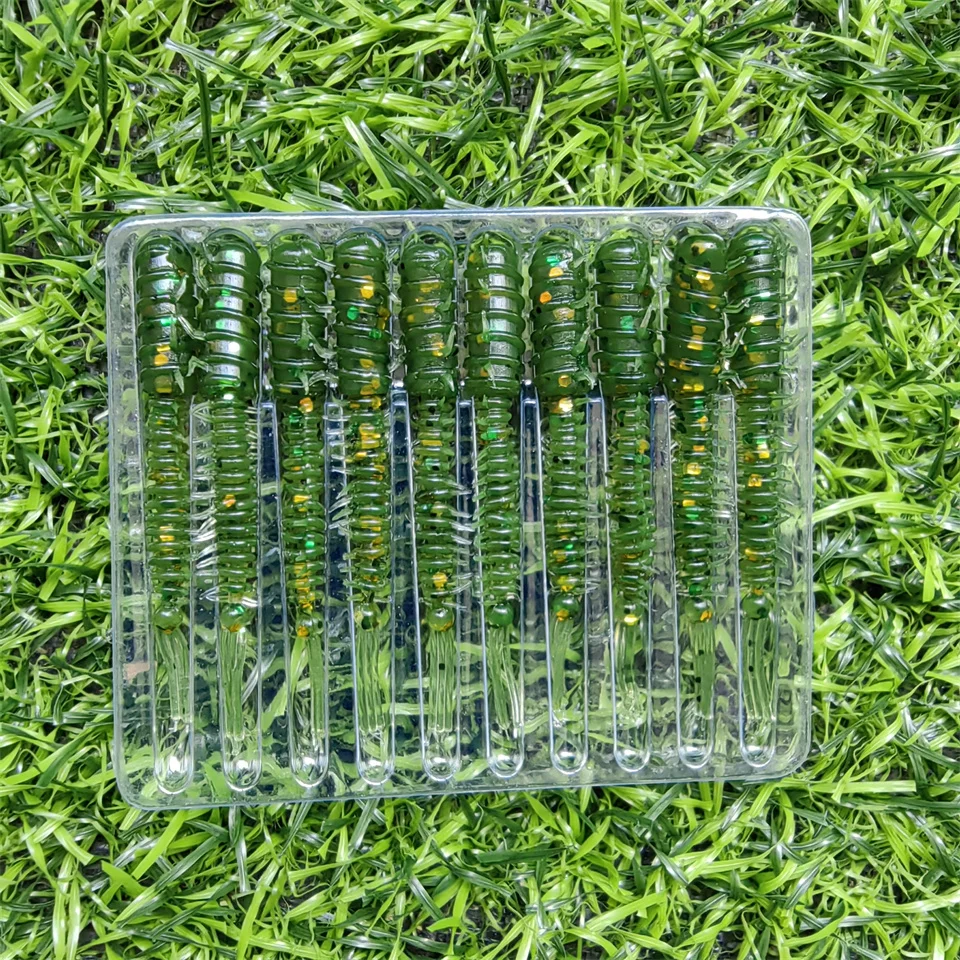 MUKUN Wurmköder, 10 Stück, Mini-Köder, 45 mm, 0,4 g, weicher Silikonköder, künstliche Larve-Gummi-Köder, Wobbler, Bass-Angelköder – Detail 9