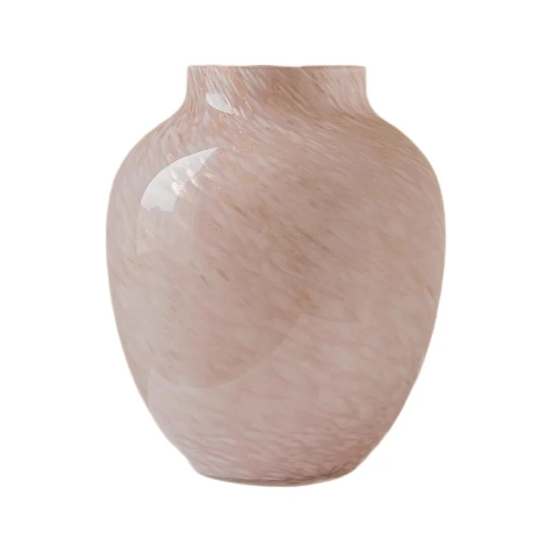 

Medieval light pink glass special ornament light luxury high-end living room desktop flower arrangement