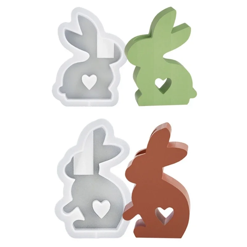 Rabbit Candlestick Silicone Mold DIY Crystal Epoxy Resin Casting Mould Easter D0LC