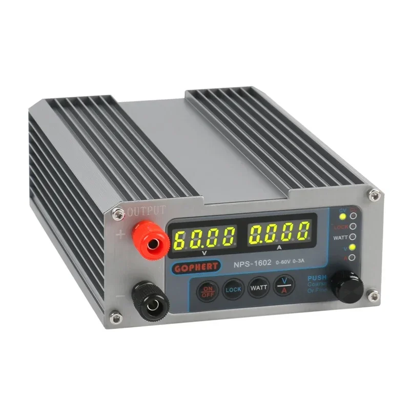 NPS-1602 3002 laboratoryjny regulowany cyfrowy Mini zasilacz prądu stałego aeromodelling DIY przełącznik zasilania WATT z funkcją blokady 60V 3A