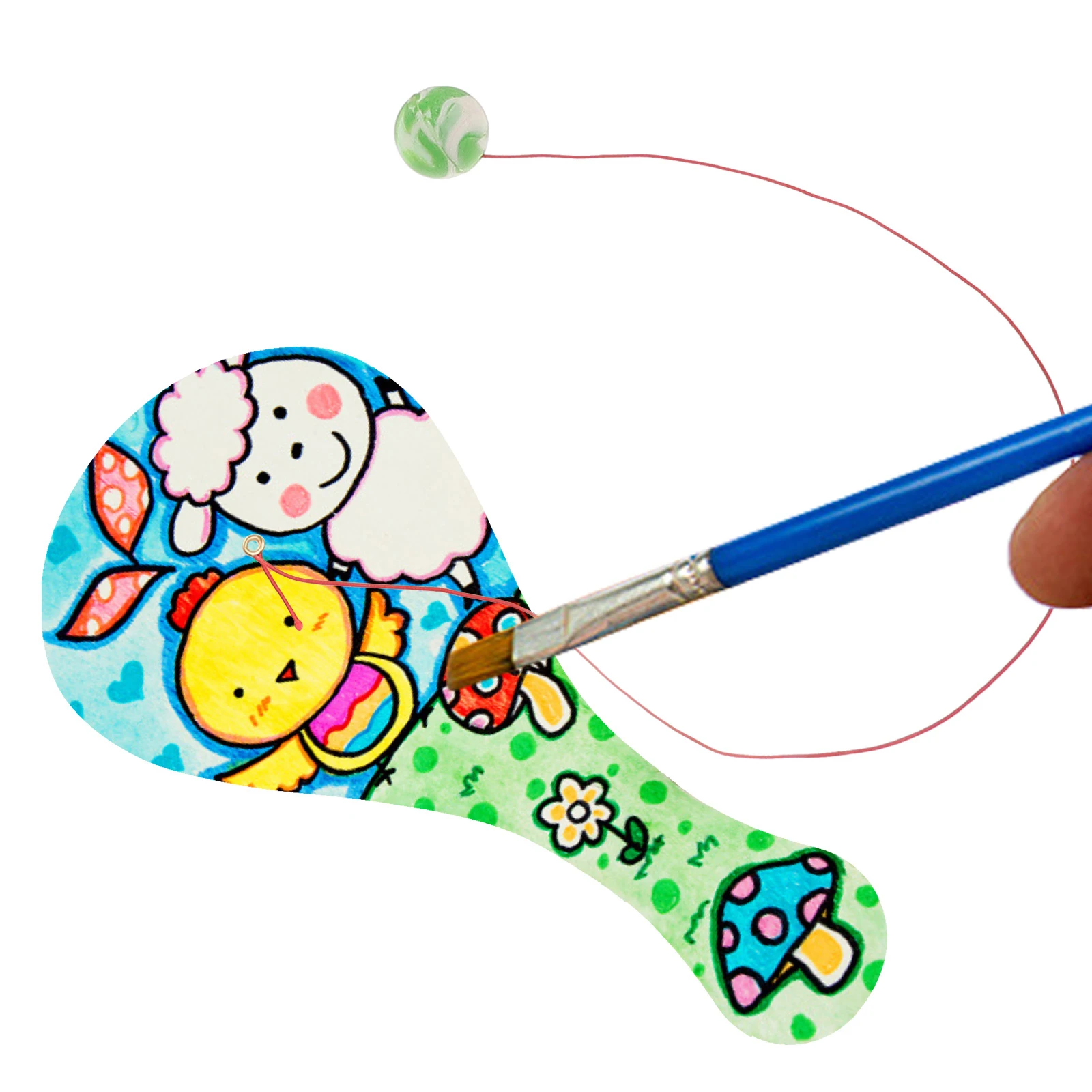 6 قطعة كرة مجداف خشبية لتقوم بها بنفسك لعبة التنسيق على الجدران داخلية وخارجية مجموعة تدريب اليد والعين كرة مجداف خشبية ذاتية الصنع #1