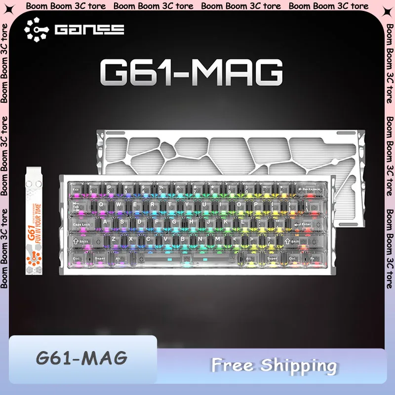 

GANSS G61-MAG HE Алюминиевая полая магнитная клавиатура 8K Скорость возврата RT0.01 Горячая замена RGB Игровая клавиатура для геймеров Ноутбук Сборка