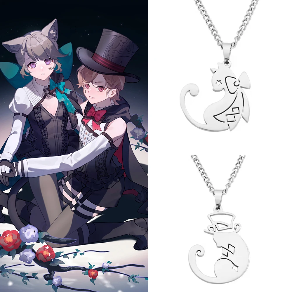 Game Impact Lynette Lyney Magician Cats Theme Cosplay Titanium Steel Necklace Pendant Metal Choker Chain Accessories