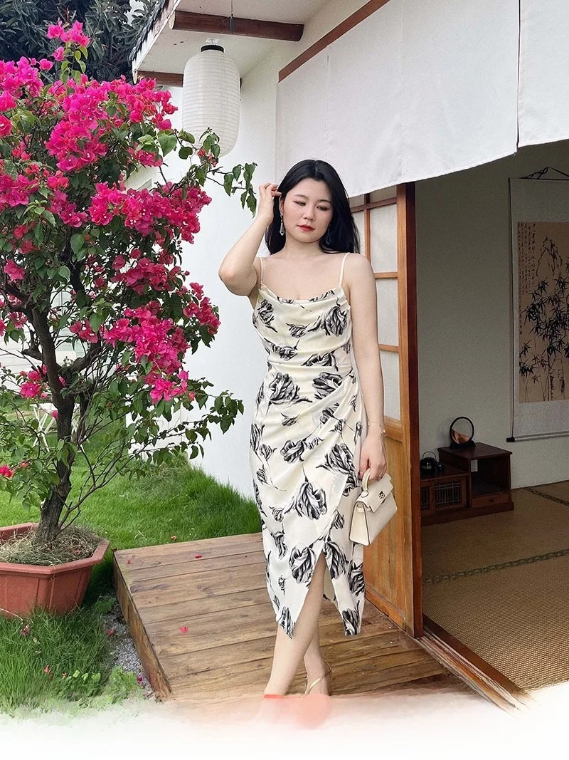 

Платье макси с цветочным принтом, V-образным вырезом, завышенной талией, силуэт А-силуэт, летняя повседневная одежда, полиэстер, облегающий крой