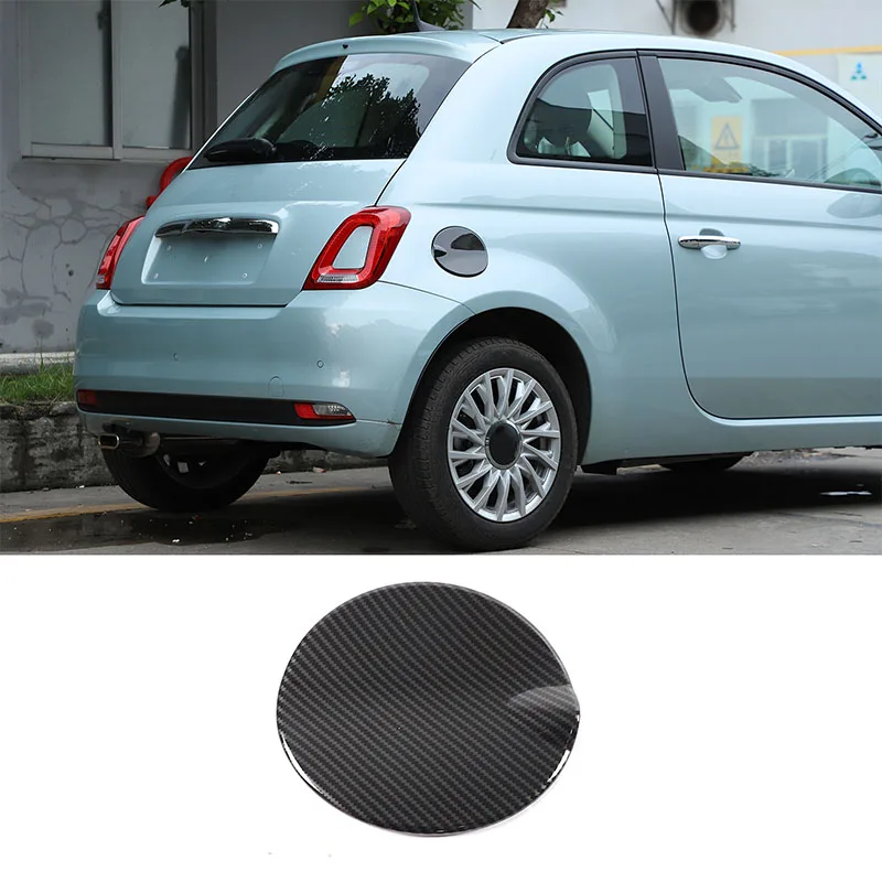 Für Fiat 500 2016-2025 Auto Tankdeckel Tank Abdeckung Dekoration Aufkleber ABS Carbon Fiber Schwarz Gas Tankdeckel außen Zubehör