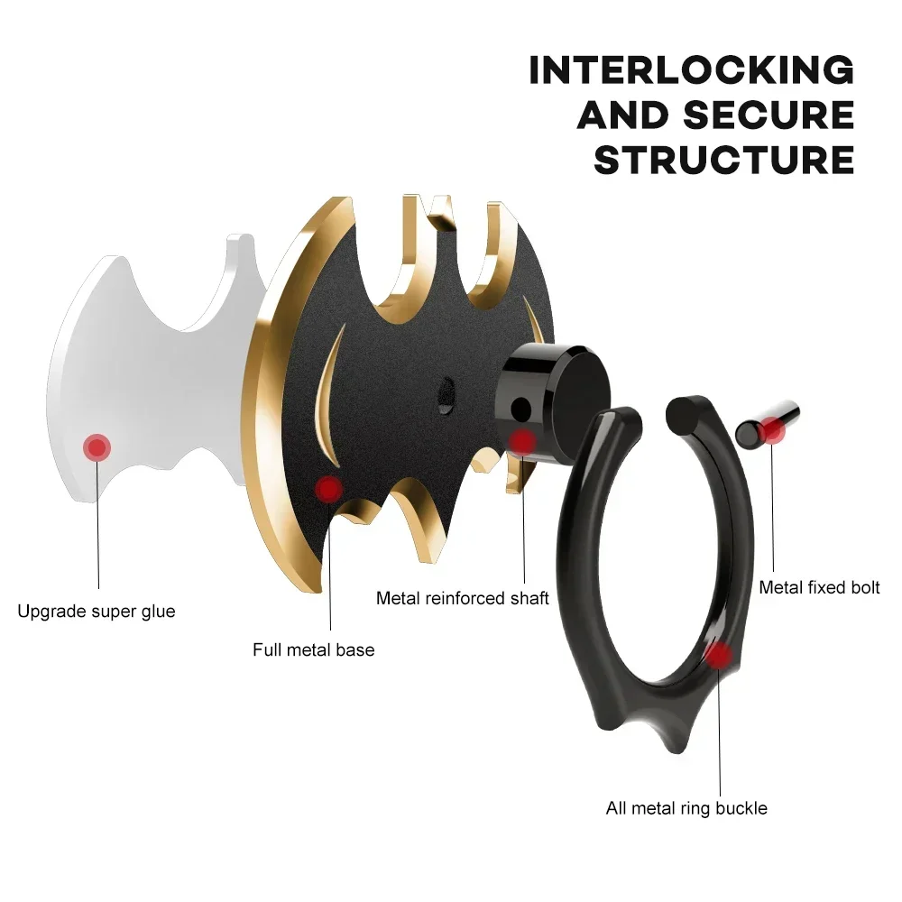 

Oatsbasf Bat Finger Ring Держатель для телефона Роскошная настольная подставка для телефона для iPhone 17 16 15 Pro Max Xiaomi Metal 360 ° Вращающееся крепление