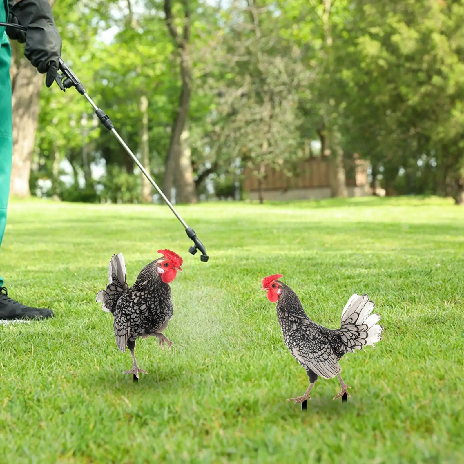 2 Pieces Acrylic Garden Chicken Stake Garden Sign Novelty Easy to Use Animal Stakes Rooster Stake Yard Art for Farmhouse Yard