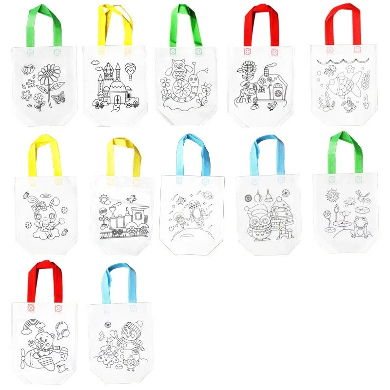 10Pcs Antistress Puzzles Educational Toy for Children DIY Eco-friendly Graffiti Bag Kindergarten Hand Painting Materials Gifts