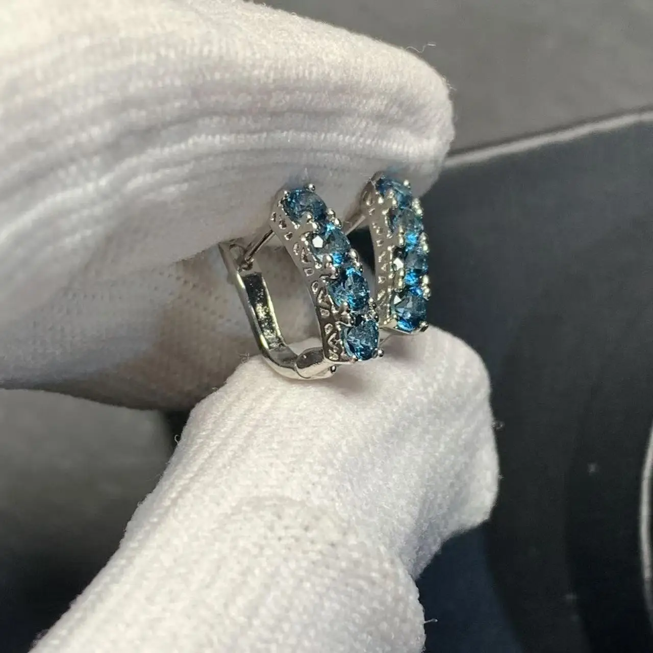 HEYYA STONE Vintage Natural Blue Topaz Hoop Earrings Simple Classic Round Circle Gemstone Jewelry Handmade 14K GOLD exclusive