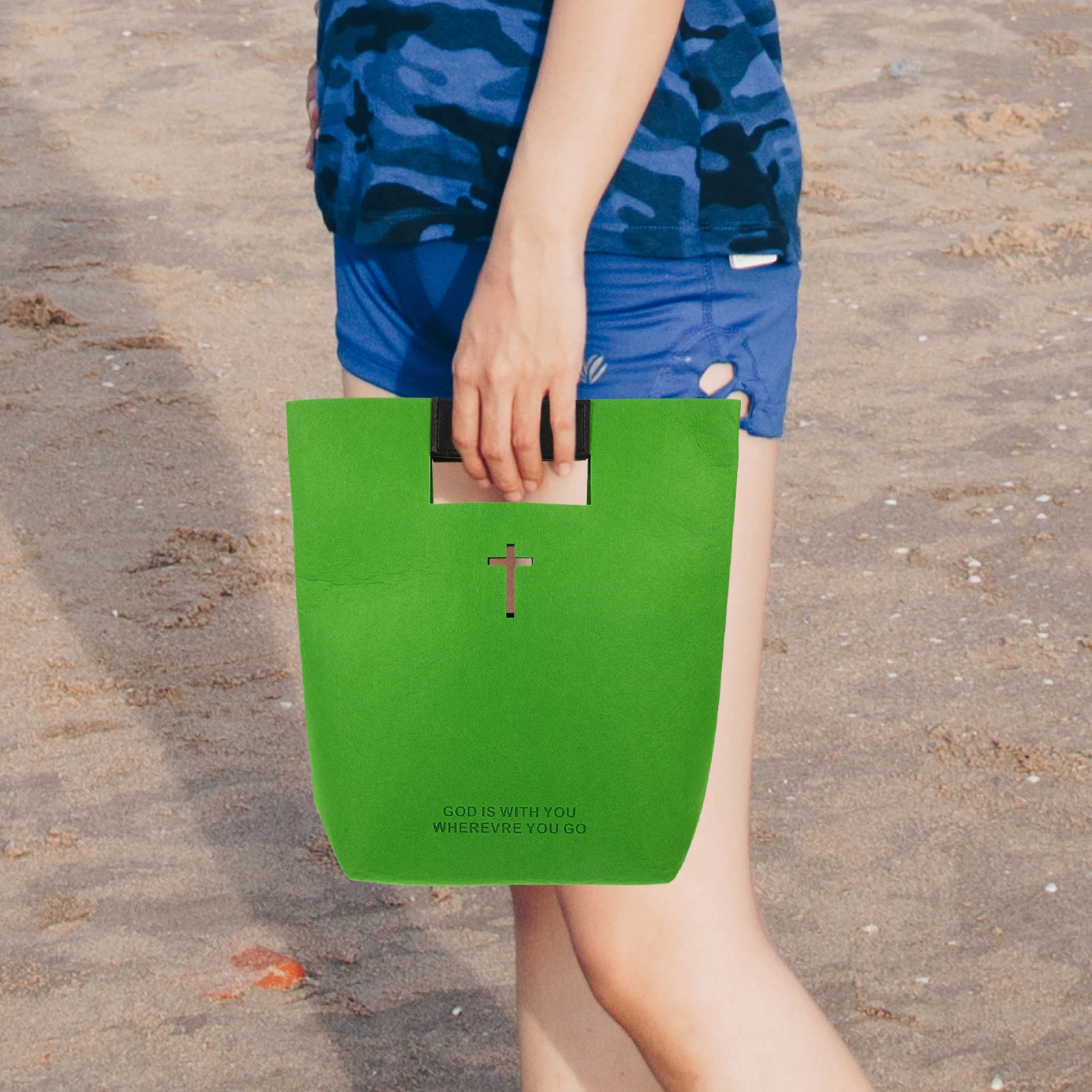 

1pc Storage Cross Large Capacity Bible Tote Shopping Bag Christian Gifts Bible Felt Handbag Cover Shopping Bag