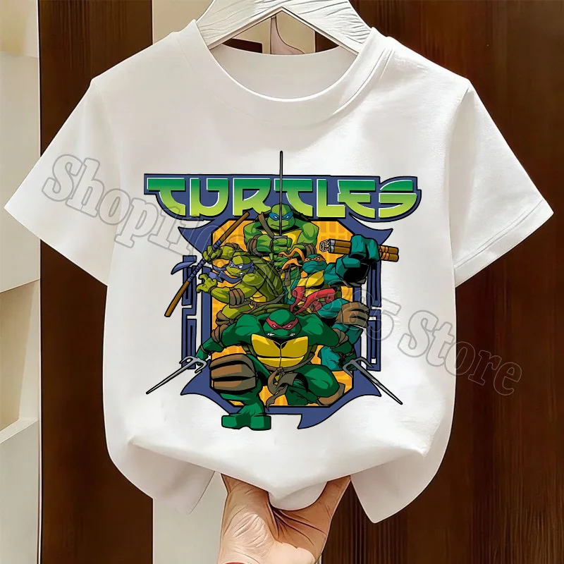 Teenage Mutant Ninjas Turtles T-shirt Kids Anime Cotton Tees Boy Summer Tops Fashion Short Sleeve Children Clothes Birthday Gift - view 3