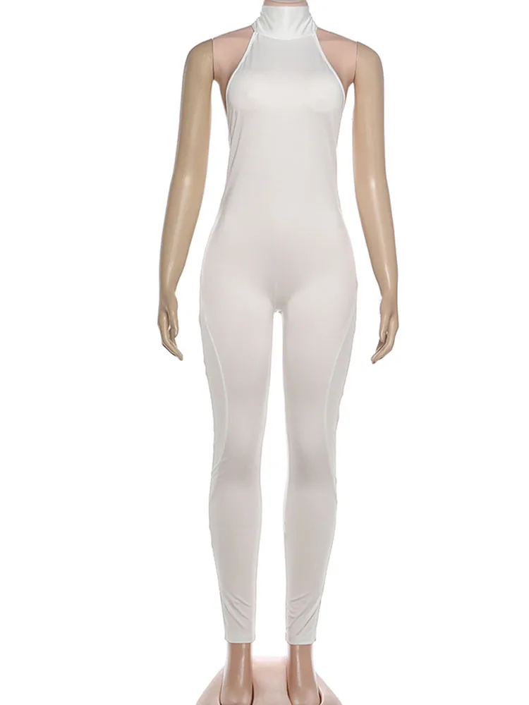 

Комбинезоны Nibber Hottie, женские бандажные водолазки с лямкой на шее, сексуальные облегающие комбинезоны без рукавов с открытой спиной, персикового цвета, модные уличные комбинезоны