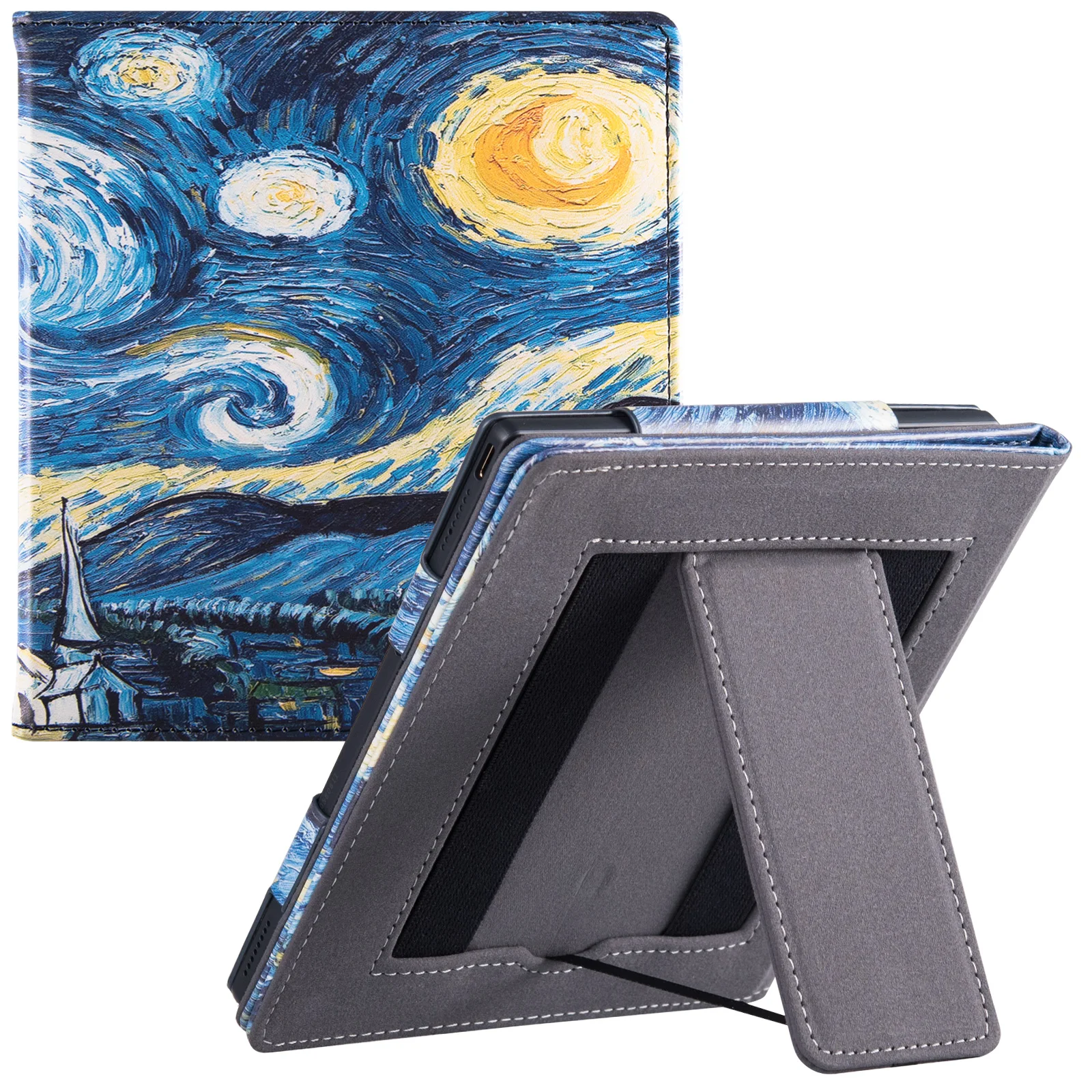 

Чехол-подставка для 7-дюймового Onyx Boox Go 7 Color Gen II/Boox Go 7 B/W e-Reader — чехол из искусственной кожи с ремешком на руку/автоматический сон/пробуждение