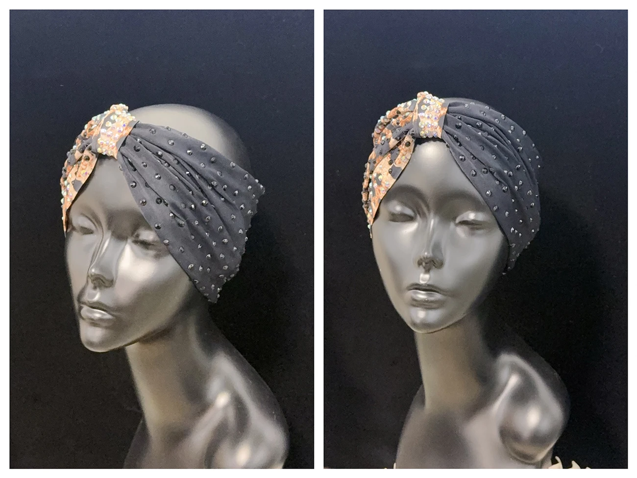 Tiara de dança latina com pregas de borda larga, alças acessórias de diamante, faixa de cabeça profissional multicolorida em dois tons